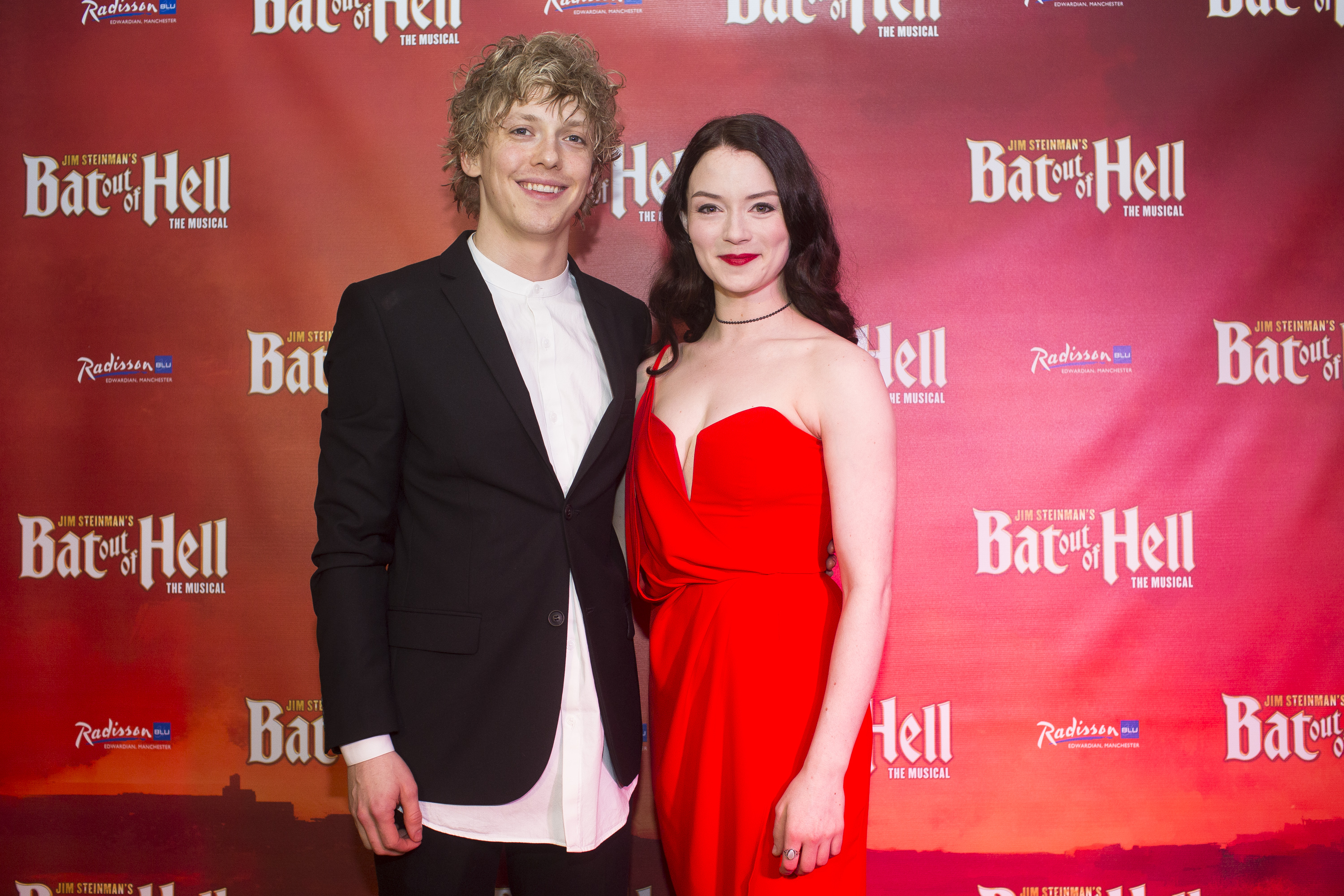 Andrew Polec (Strat) &amp; Christina Bennington (Raven) at First Night of Bat Out of Hell Manchester Opera House credit Phil Tragen